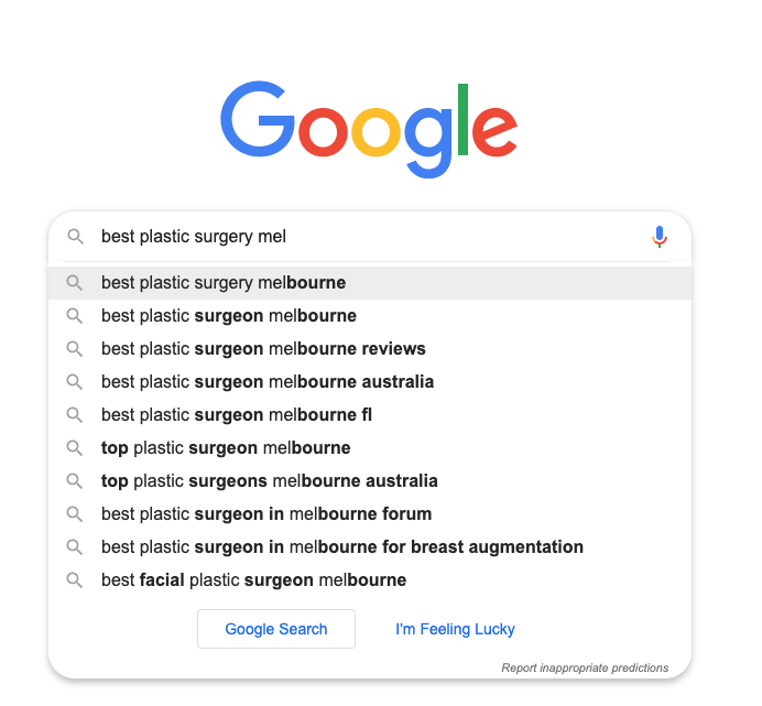 Plastic Surgeons SEO on Search Result Page